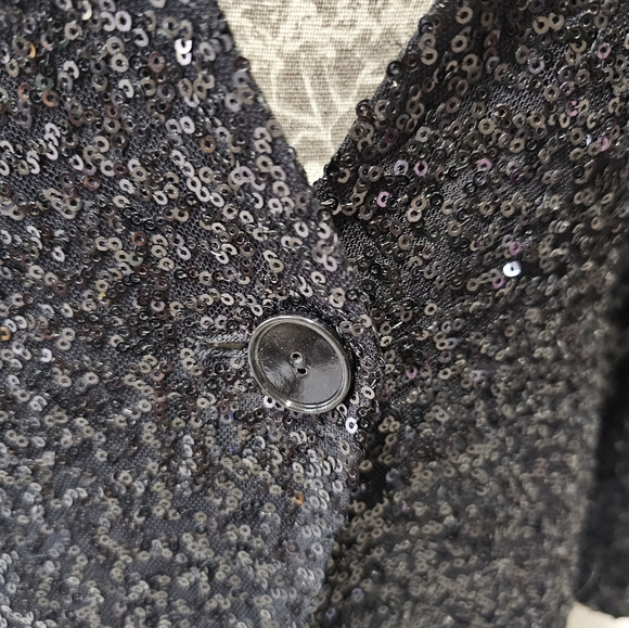NWT Black Express Sequin 3/4 Sleeve Singke Button Blazer S - Picture 7 of 7